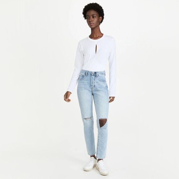 NWT Pistola light wash blue denim high rise slim fit straight jeans, 30 - Picture 2 of 15